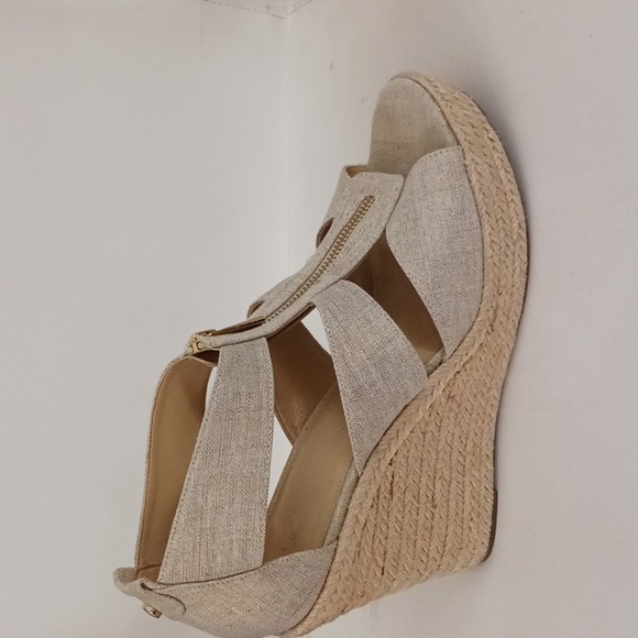 Michael Kors Gold Wedge Espadrilles with T-Strap - Picture 2 of 7
